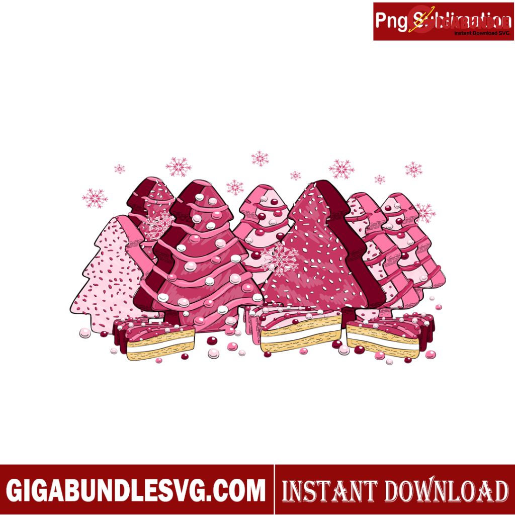 Tree Cakes Pink Christmas PNG