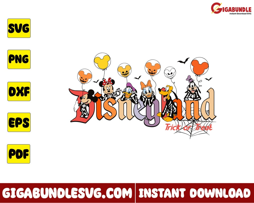 Trick Or Treat Svg Mickey And Friends Disneyland Disney Halloween - Instant Download