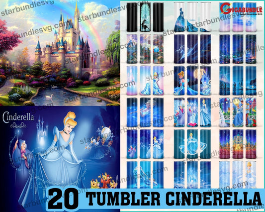 Tumbler Cinderella Princess Bundle Svg Png Dxf Eps