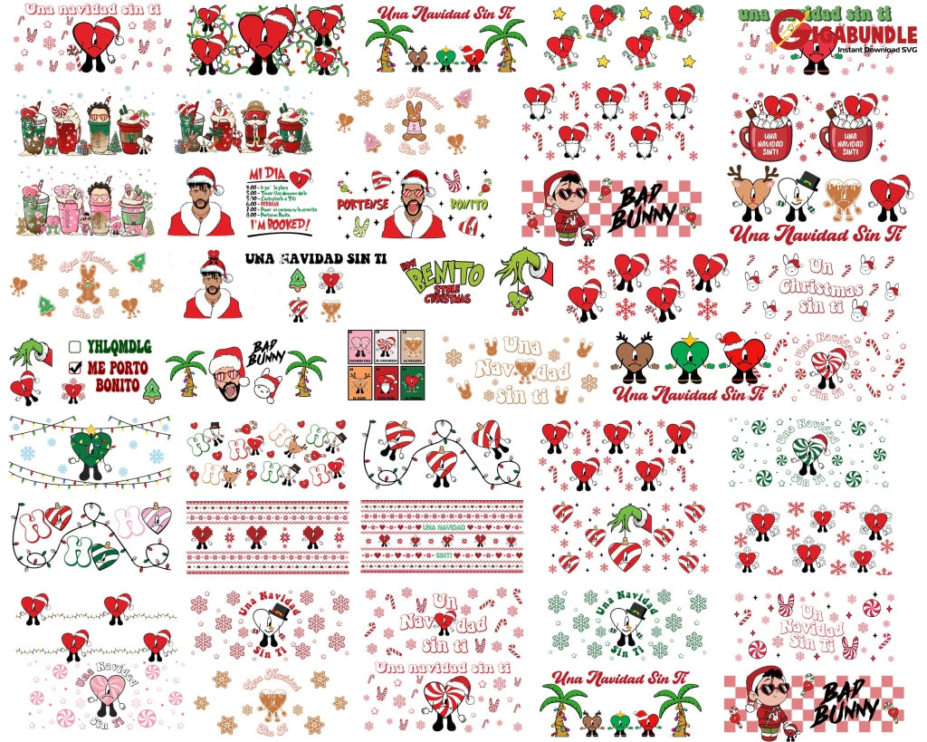 Ultimate Bad Bunny Svg Bundle Una Navidad Sin Ti Svg Png Christmas Digital Download