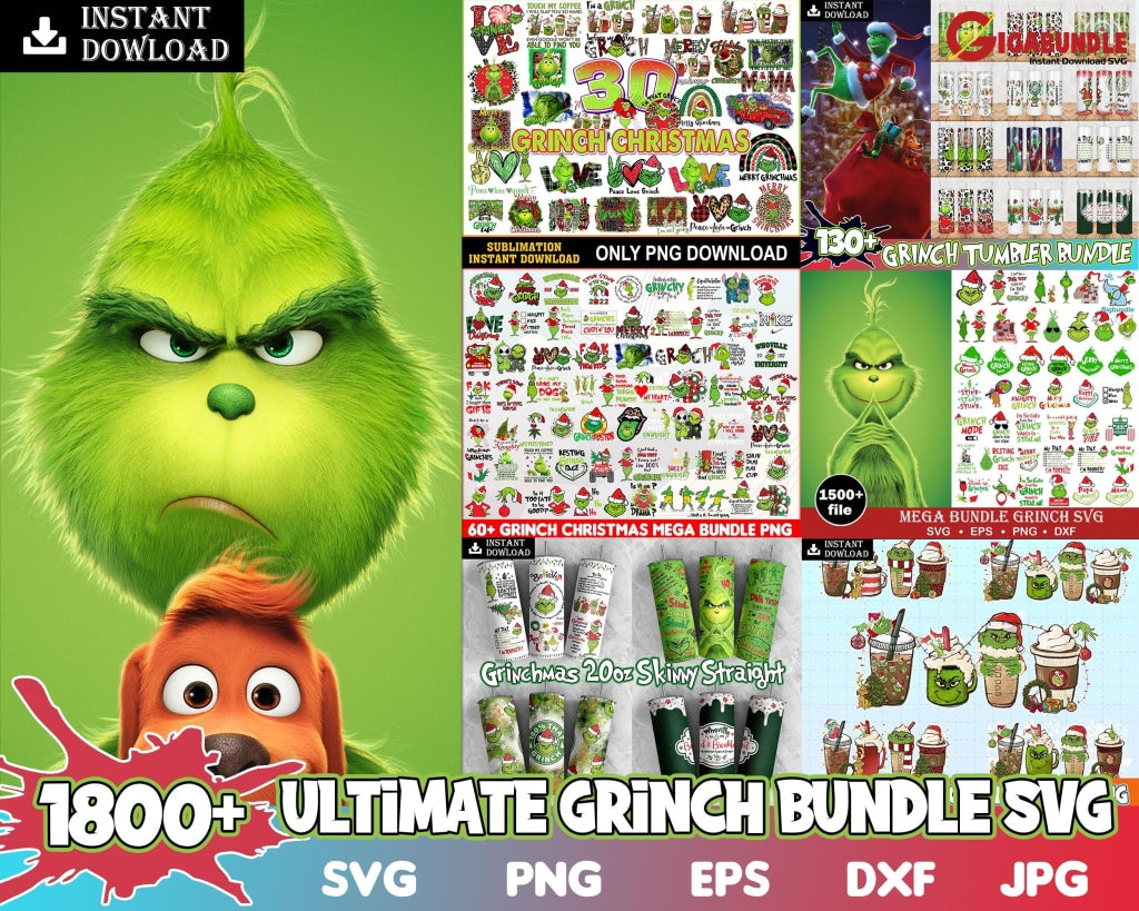 Ultimate Bundle Grinch Svg Files Free For Cricut Silhouette Face Hand The Christmas