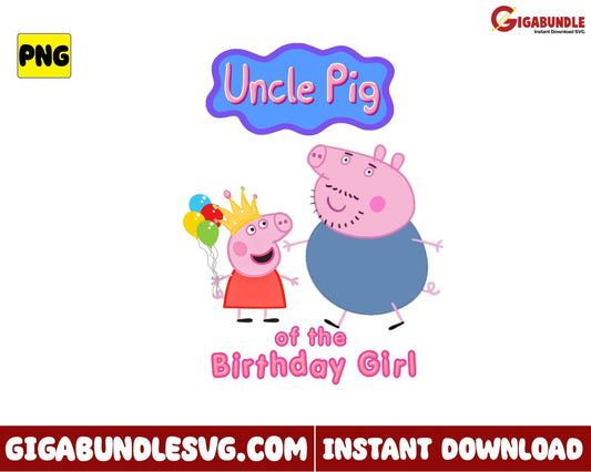 Uncle Pig Of The Birthday Girl Png Pepa Cartoon - Instant Download