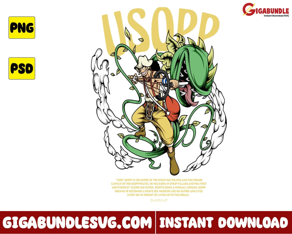 Usopp Png God One Piece Anime - Instant Download