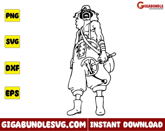 Usopp Svg Outline Monkey D Luffy One Piece Anime - Instant Download