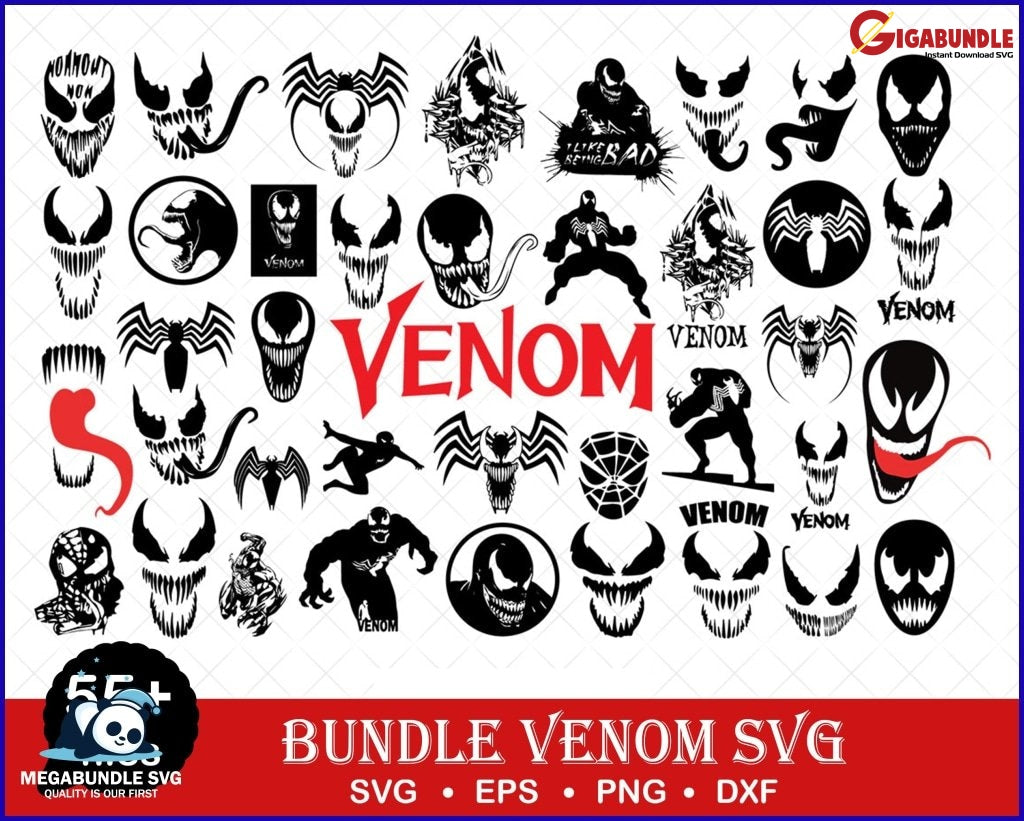Venom Spiderman Svg Bundle Files For Cricut Silhouette Marvel