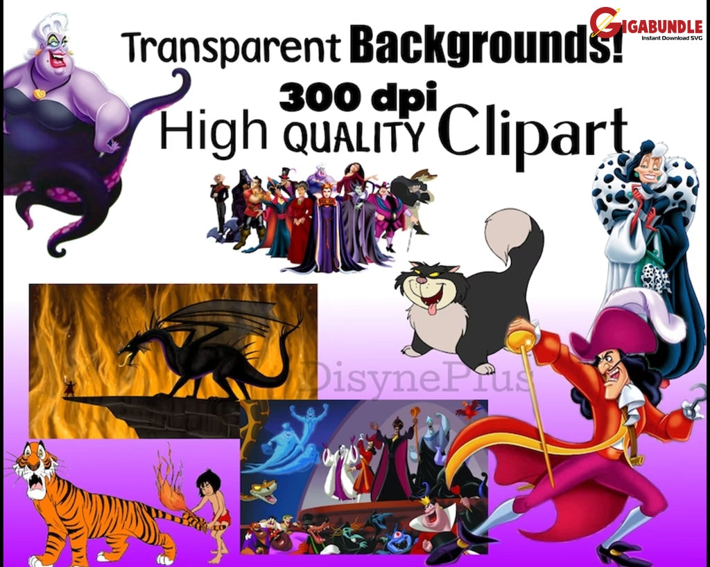 Villains Clipart Digital Download 155 Png Maleficent Captain Hook Evil Queen Shirts Party