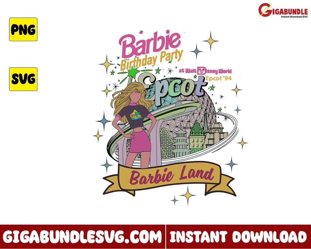 Vintage Barbie Svg Birthday Party Cartoon - Instant Download