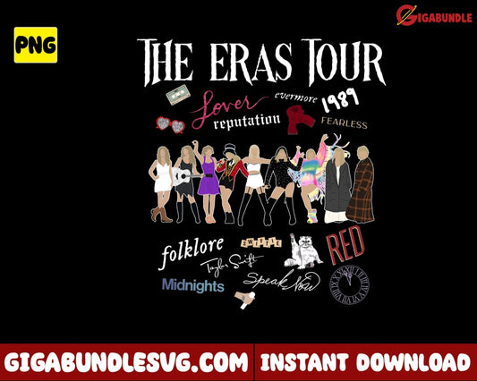 Vintage The Eras Tour Png Dates 2023 Swiftie - Instant Download