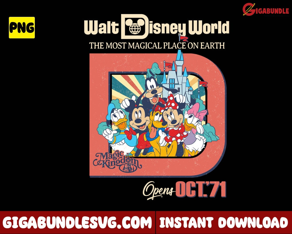 Walt Disney World Png Macgic Kingdom Mickey And Friends - Instant Download