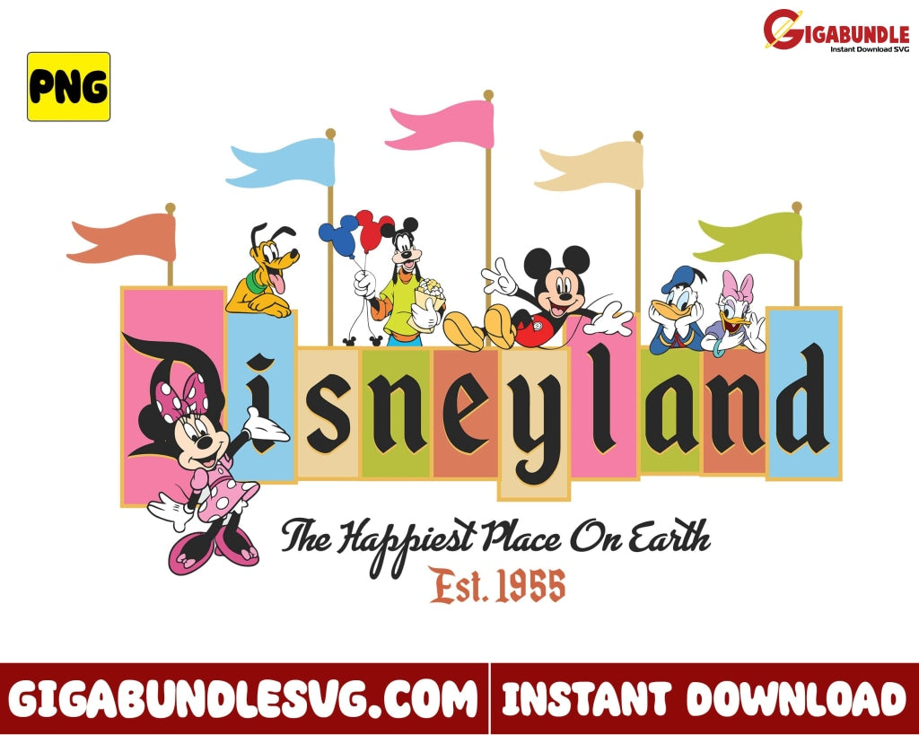 Walt Disney World The Happiest Place On Earth Est 1955 Png - Instant Download