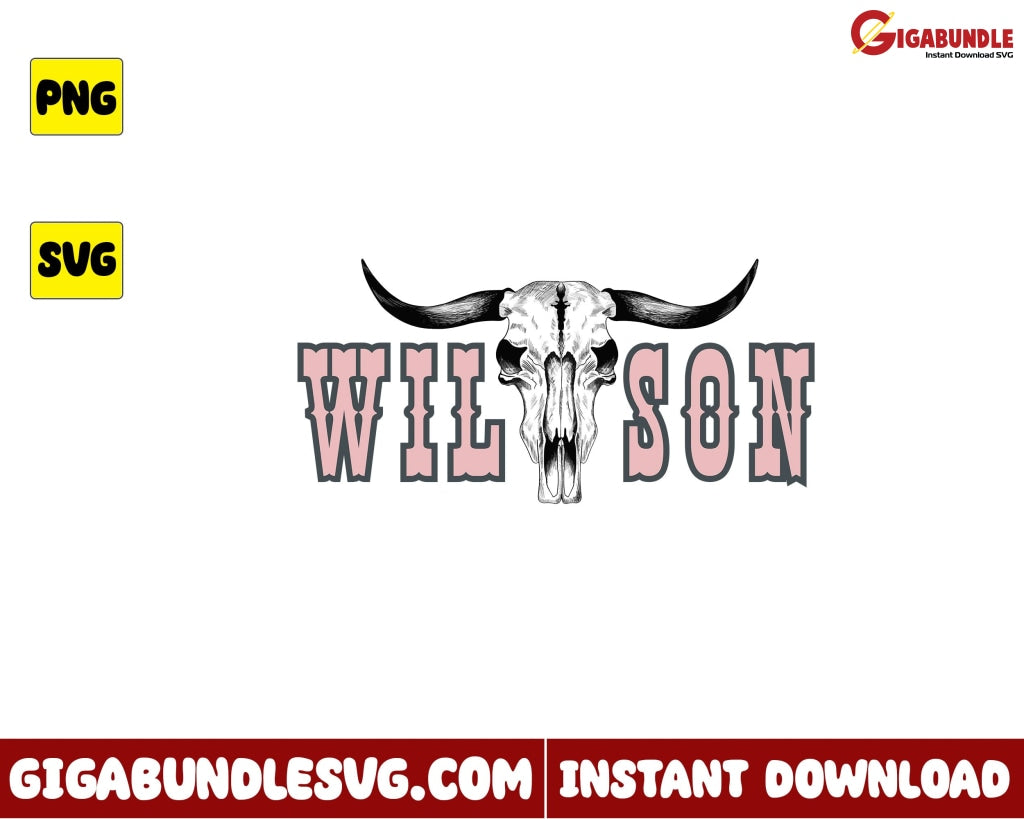 Wilson Svg Skull Cow Western Cowboy Truck - Instant Download