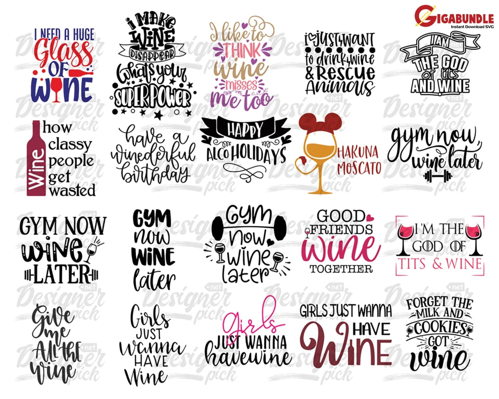 Wine Svg Bundle Glass Sayings Quote Cut Files Funny For Cricut