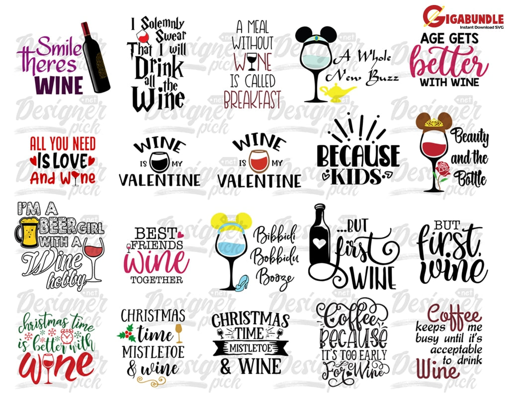 Wine Svg Bundle Glass Sayings Quote Cut Files Funny For Cricut