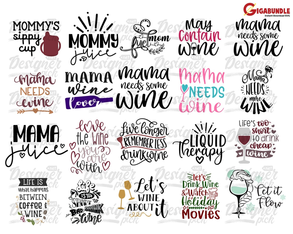 Wine Svg Bundle Glass Sayings Quote Cut Files Funny For Cricut