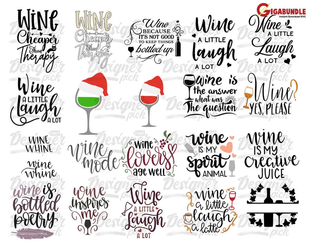 Wine Svg Bundle Glass Sayings Quote Cut Files Funny For Cricut