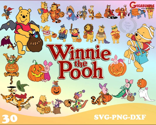 Winnie The Pooh Halloween Svg Png Bundle Instant Download Clipart Commercial Use Cricut Layered By