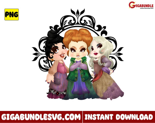 Witch Png Chibi Hocus Pocus Sanderson Sister Halloween - Instant Download