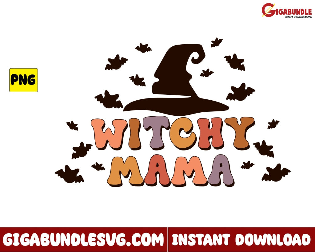 Witchy Mama Png Witch Retro Halloween - Instant Download