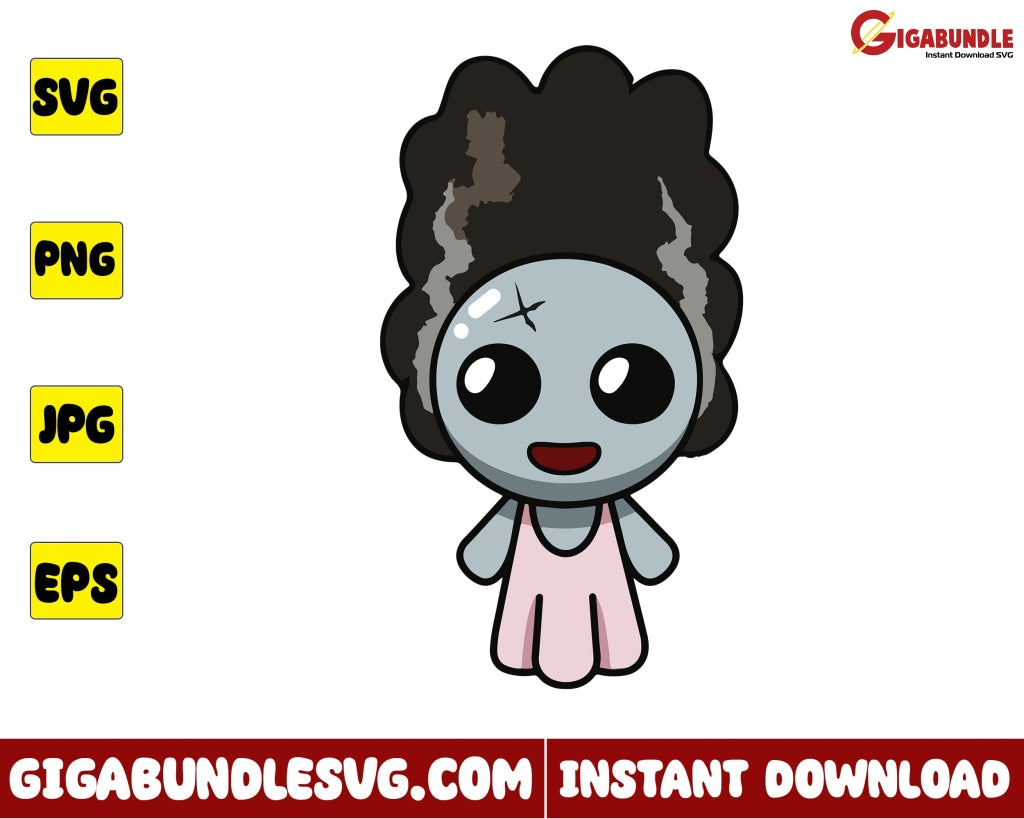 Zombie Girl Svg Chibi Horror Character Halloween - Instant Download