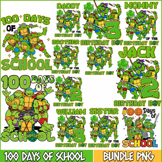 100 Days of School Turtle PNG, 100th Day PNG