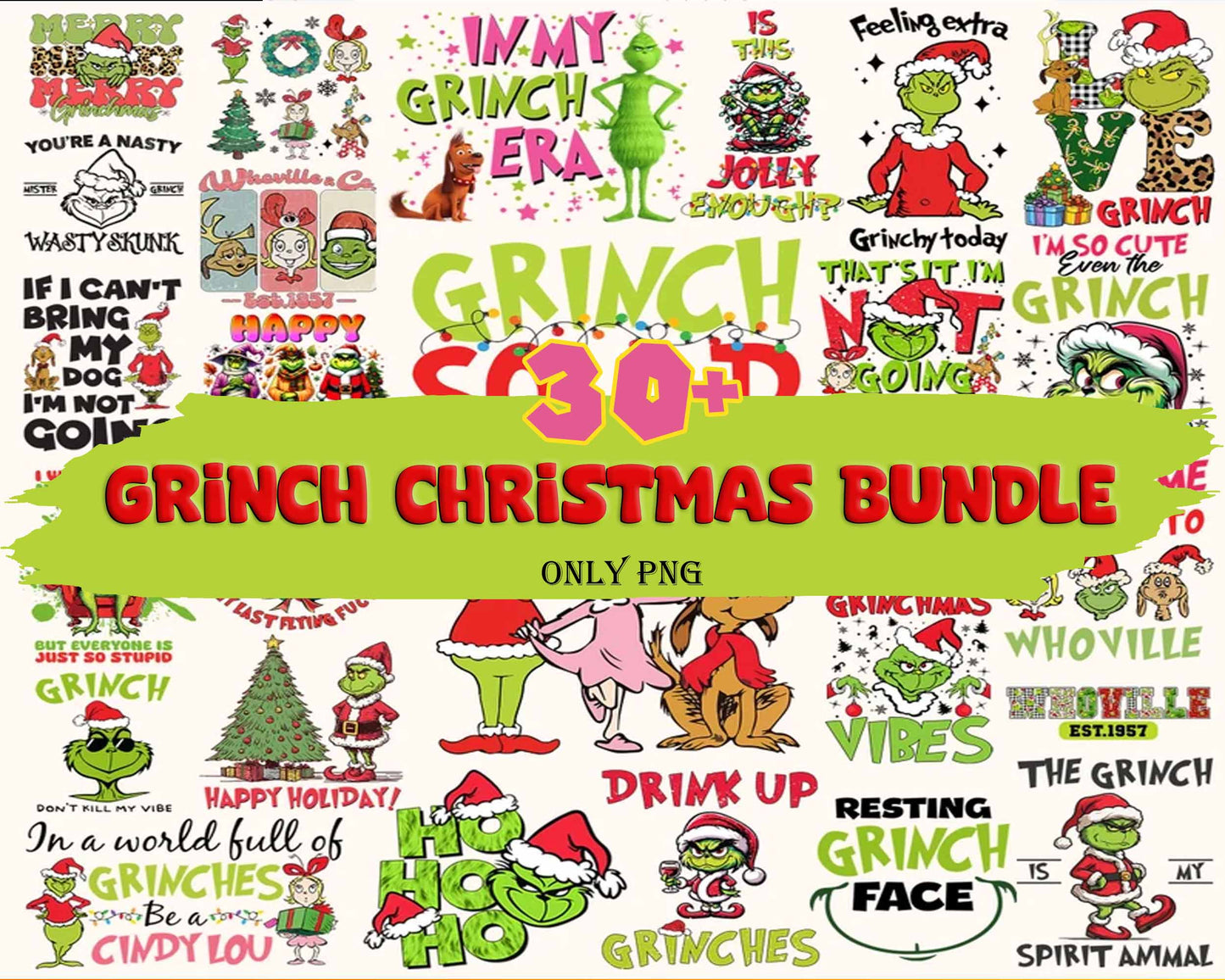 30 Grinc PNG files Bundle, Holiday Designs
