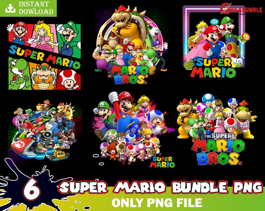 6 Super Mario Png Bundle Transparent And Luigi Bros. Movie -Instant Download