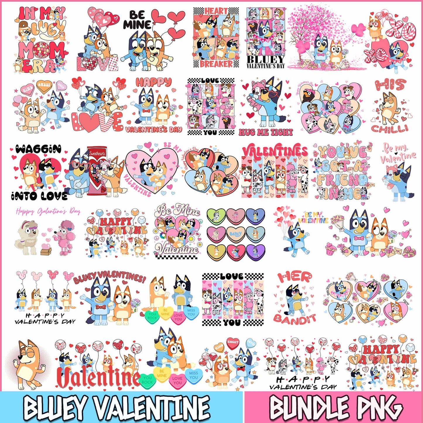 Mega Bluey Valentine Bundle 2024  Png