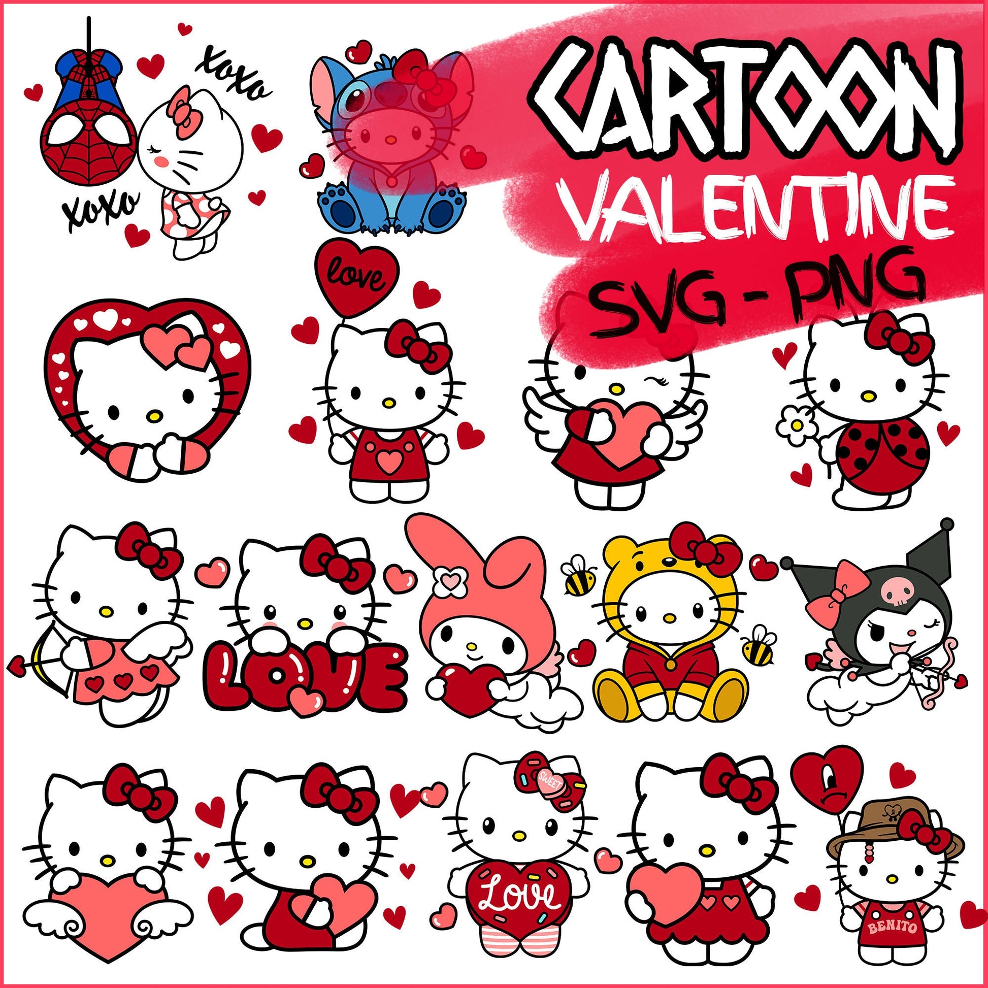 Cartoon Valentine Bundle, Instant Download