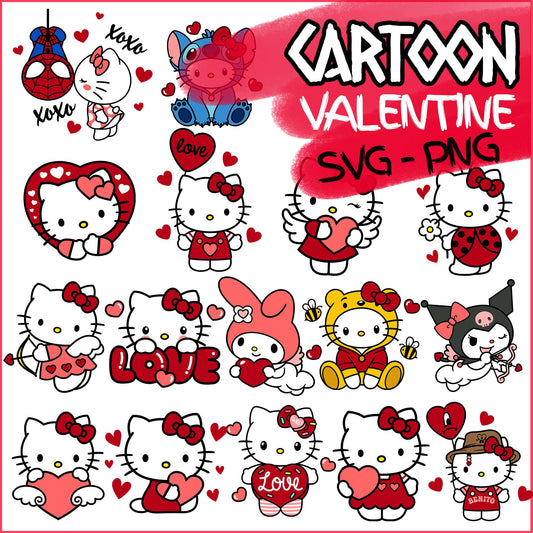 Cartoon Valentine Bundle, Instant Download