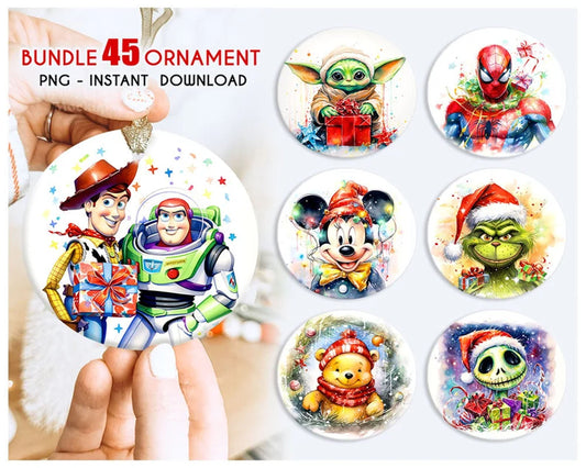 Cartoon Ornament Bundle Png, Christmas Ornament Bundle