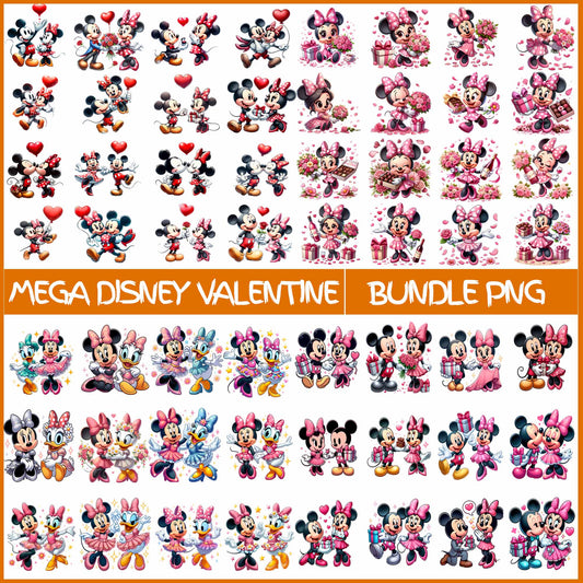 Mega Mickey Mouse Couple Valentine Png Bundle, Disney Valentine Png