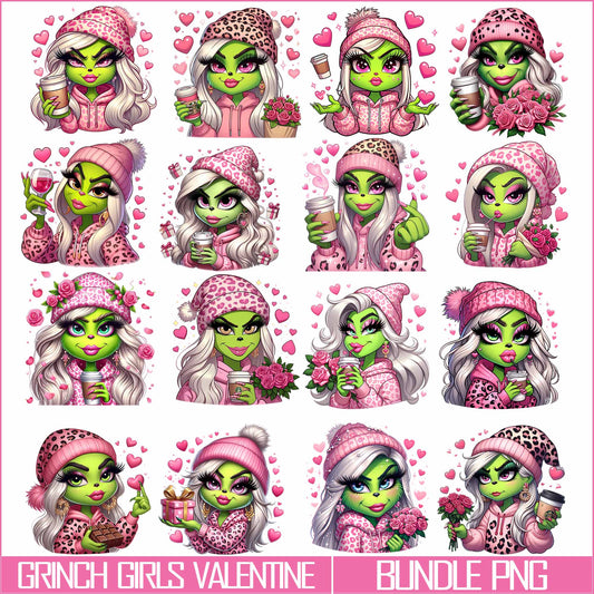 New Grinch Girls Valentine PNG, Valentine's Day  png