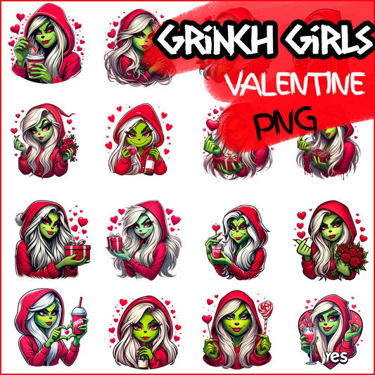 Grinch Girl  Valentine PNG, Valentine's Day  png