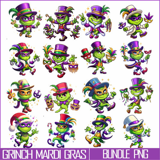 Grinch Mardi Gras Png Bundle