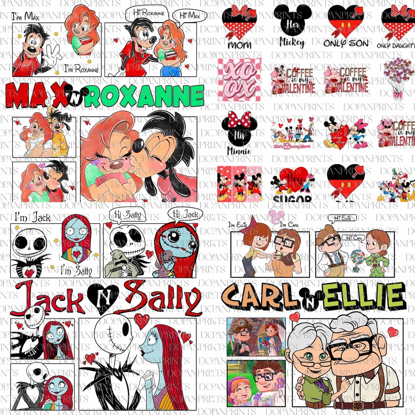 Disney Couple Valentine Png Bundle, Disney Valentine Png