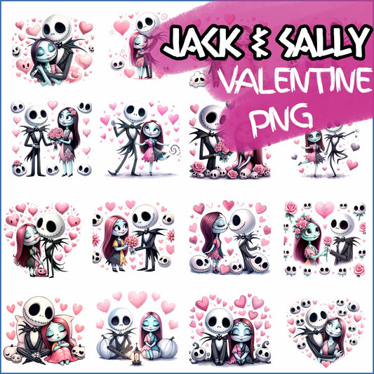 Jack Sally Chibi Valentine Png, Valentine 2024 Png, Digital Download