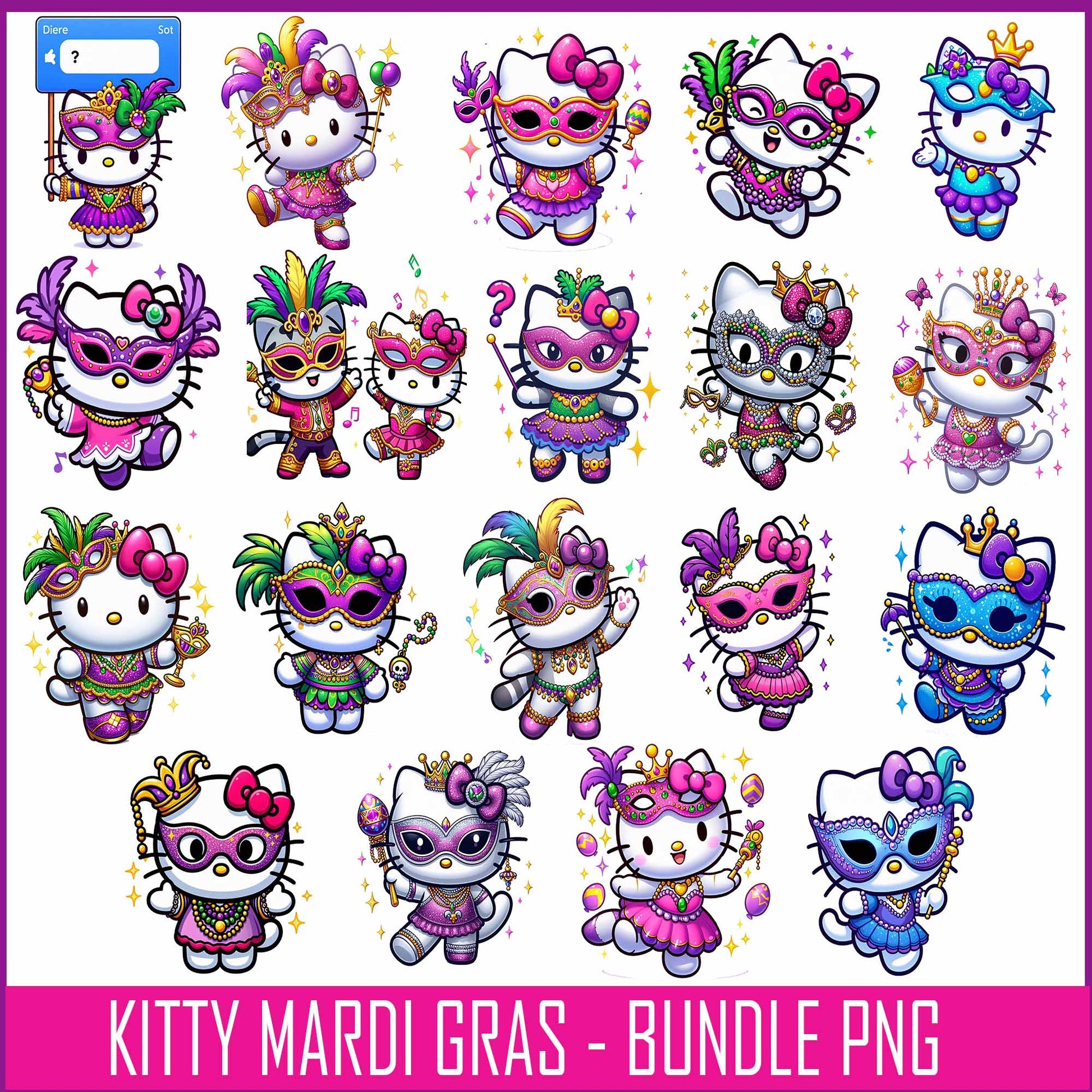 Kitty  Mardi Gras Png Bundle