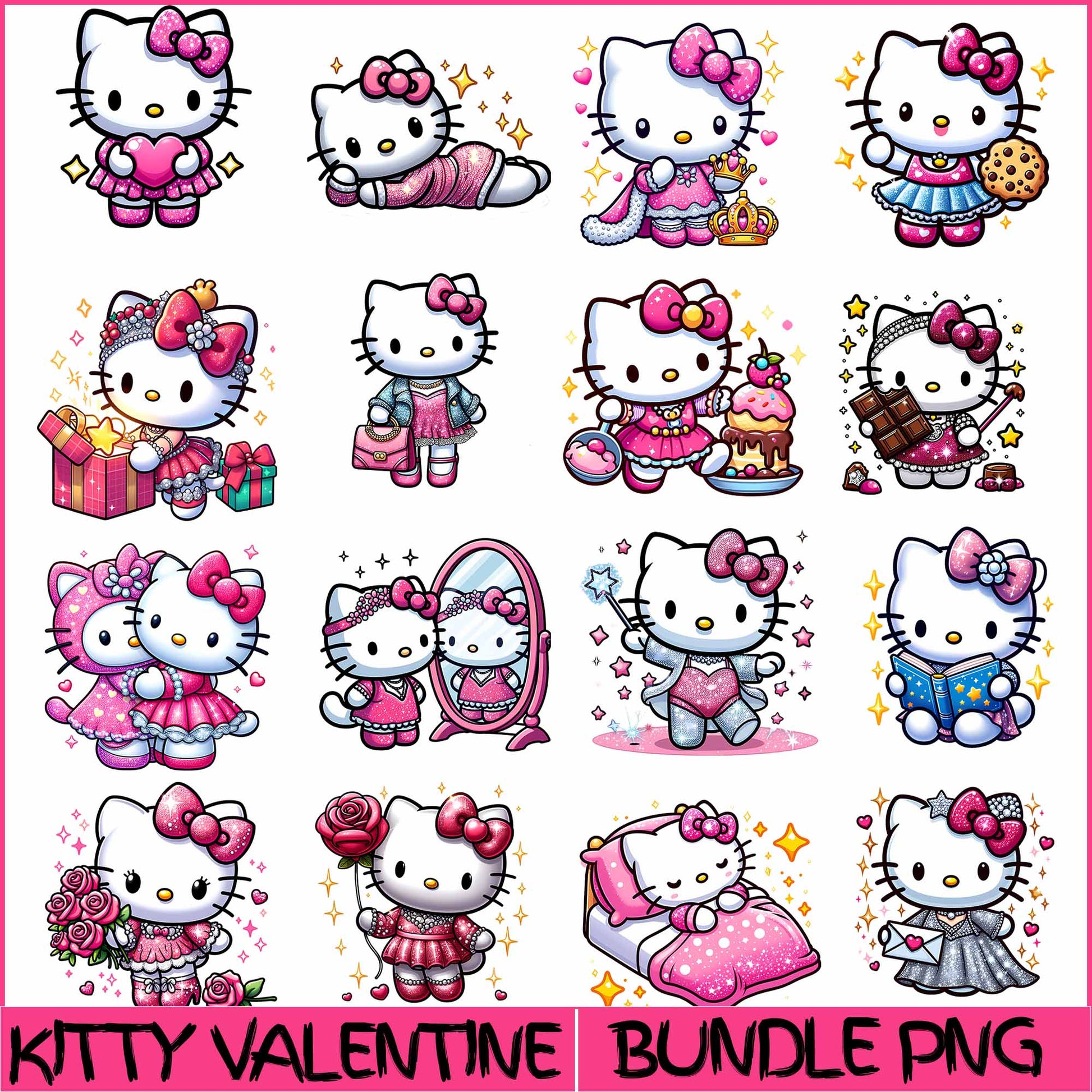 Kitty Valentine Bundle Png, Valentine Day Png