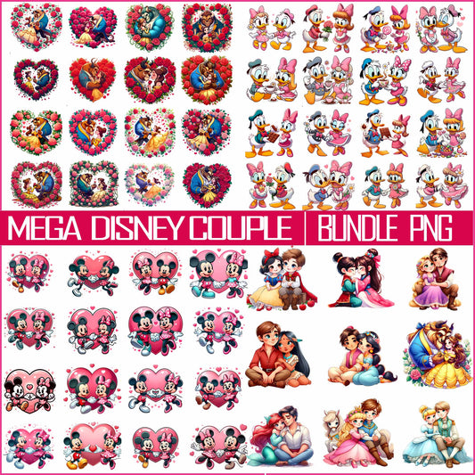 Mega Disney Couple Valentine Png Bundle, Disney Valentine Png