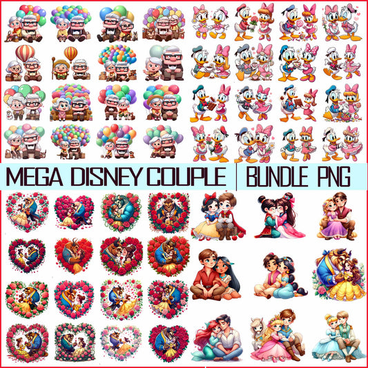 Mega Disney Couple Valentine Png Bundle, Disney Valentine Png