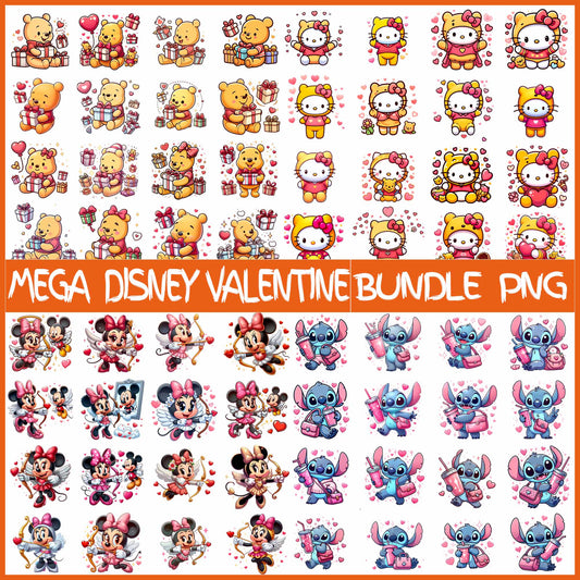 Mega Disney Valentine Png Bundle, Cartoon Valentine Png