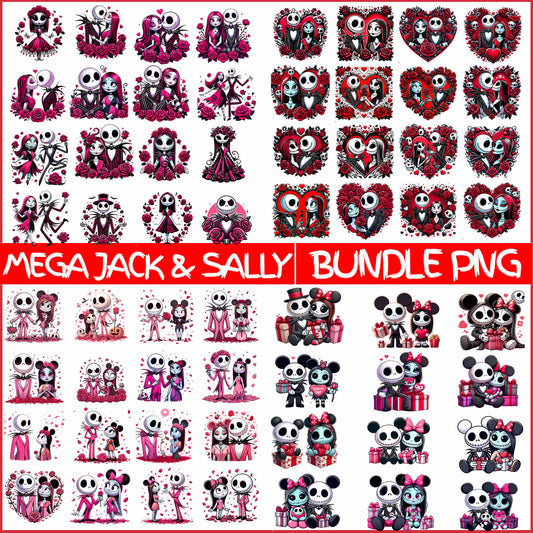 Mega Jack & Sally Horror Couple Png, Valentine 2024 Png, Digital Download