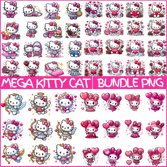 Mega Kitty Valentine Bundle Png, Valentine Day Png