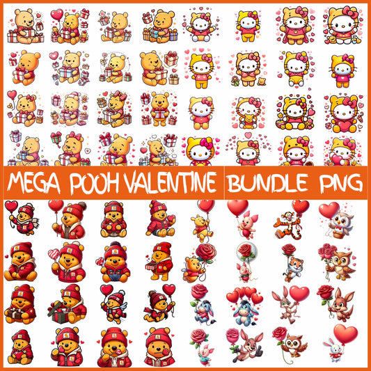 Mega Pooh & Friends Valentine Png Bundle, Disney Valentine Png