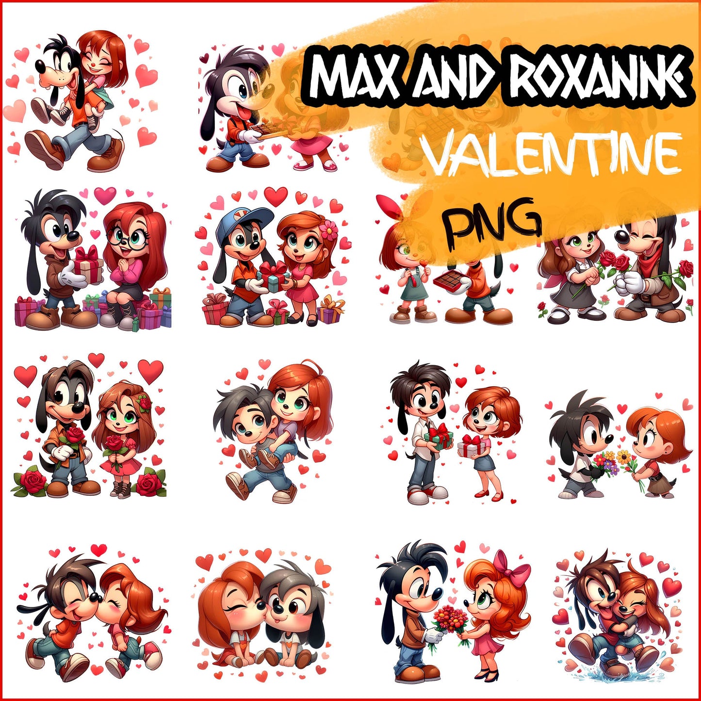 Chibi Max and Roxanne Valentine Png, Cartoon Valentine Png