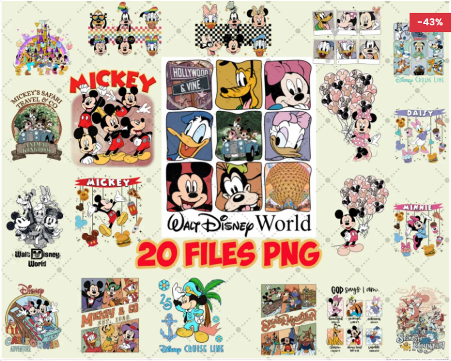 20 Mickey and Friends Halloween Bundle Png, Spooky Scary
