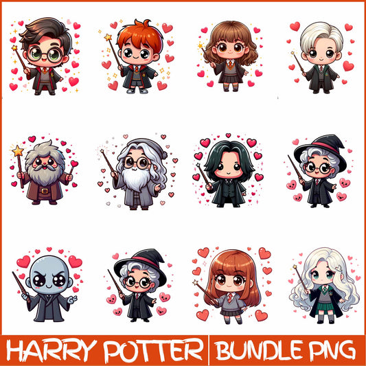 Harry Potter Chibi Valentine Bundle Png, Happy Valentine's Day Png