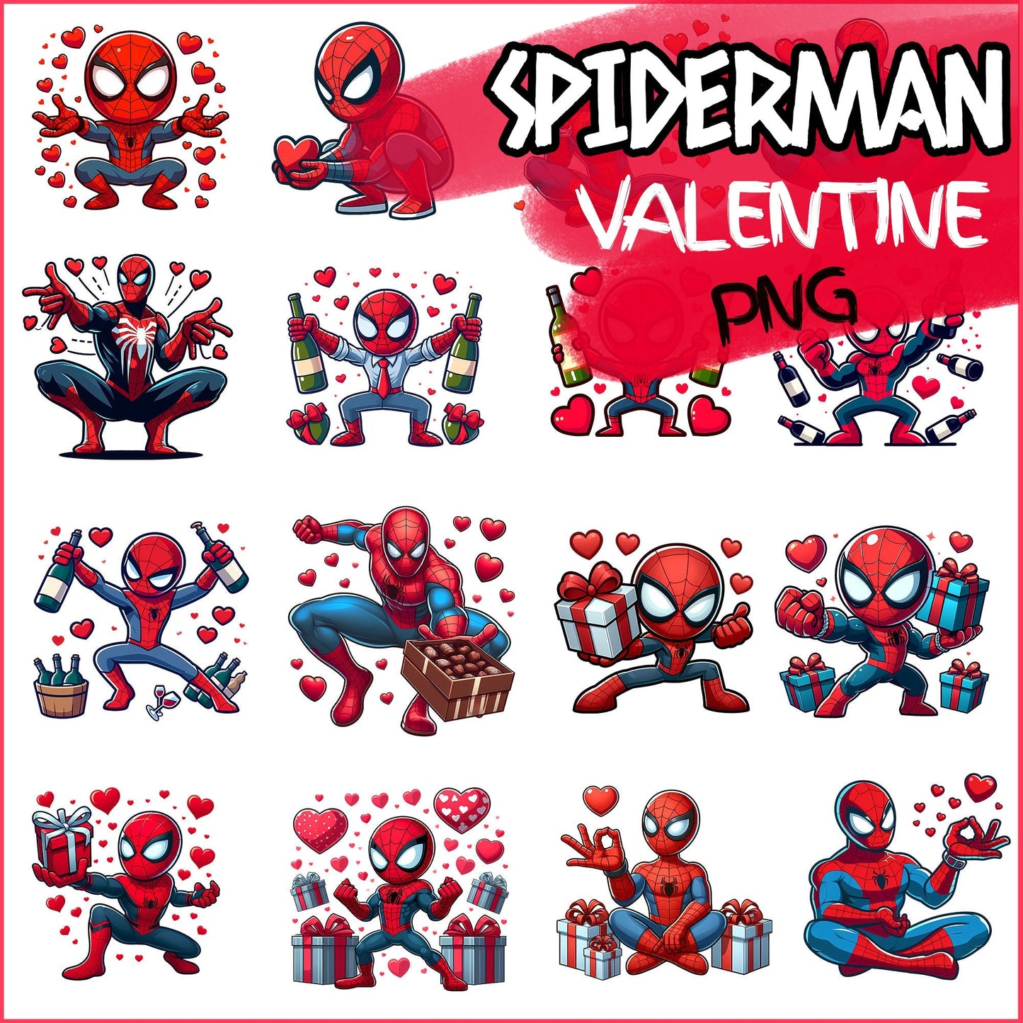 Spiderman Valentine Bundle ng, Happy Valentine's Day Png