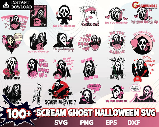 Bundle Scream Svg Ghost Face You Hang Up Svg Ghost No You Hang First Halloween Witch Bundle