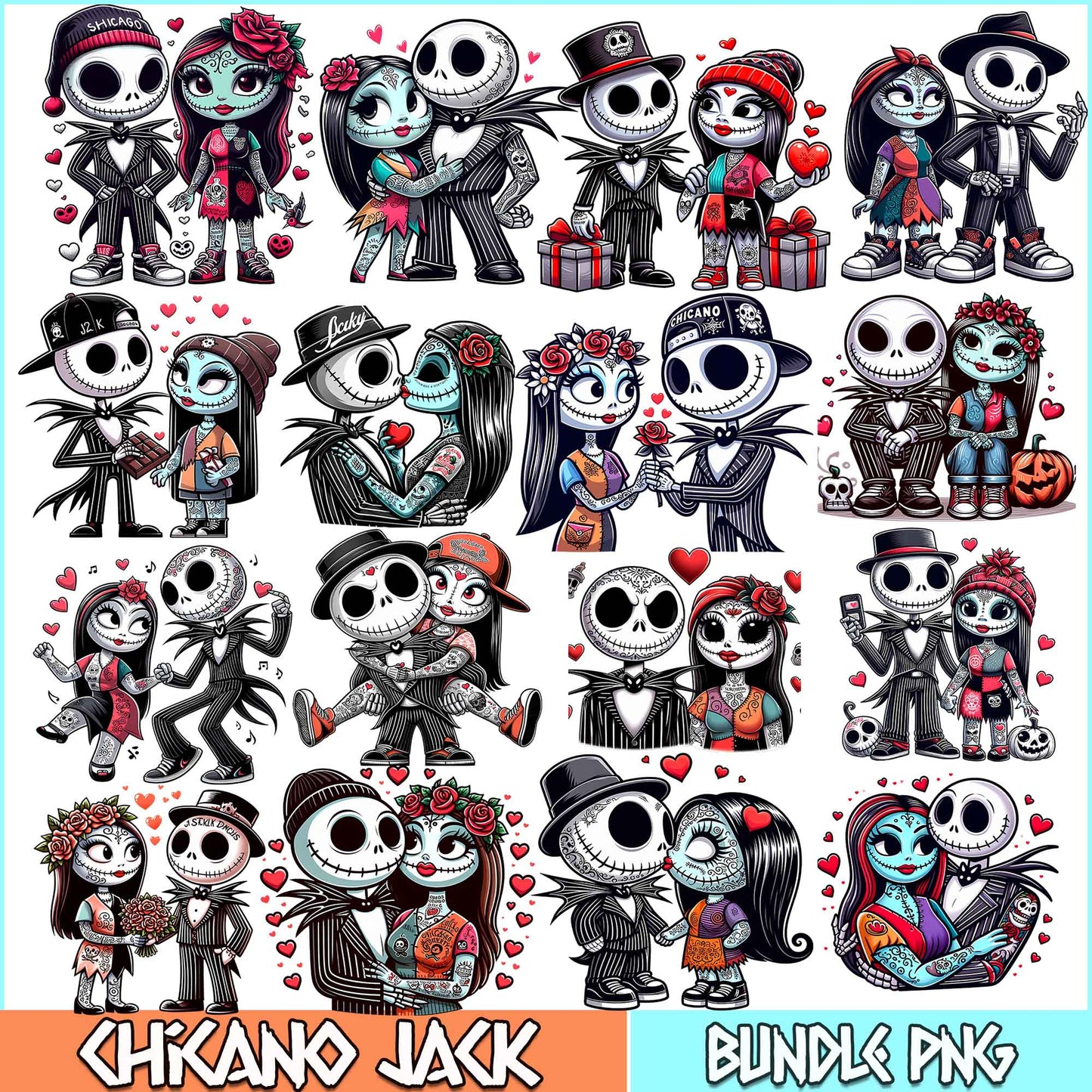 Chicano Jack & Sally Png Bundle, Old School  Png